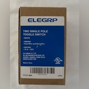 ELEGRP Single Pole Toggle Switches – White (2 Pack)